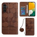 Per Samsung Galaxy A13 5G Crossbody Football Texture Magnetic PU Custodia per telefono (marrone)