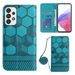 Per Samsung Galaxy A53 5G Crossbody Football Texture Magnetic PU Custodia per telefono (azzurro)