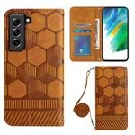 Per Samsung Galaxy S21 FE 5G Crossbody Football Texture Custodia magnetica per telefono in PU (cachi)