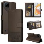 Per Realme C20 GQUTROBE Custodia per telefono in pelle magnetica con sensazione di pelle (marrone)