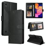 Per Samsung Galaxy A10 GQUTROBE Custodia per telefono in pelle magnetica con sensazione di pelle (nera)