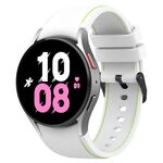 Per Samsung Galaxy Watch5 / Watch5 Pro / Watch4 Cinturino in silicone con struttura in pelle (bianco + verde)