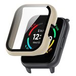 Per Realme TechLife Watch S100 / SZ100 Custodia protettiva per orologio completamente chiusa con pellicola rinforzata per PC universale (bianco avorio)