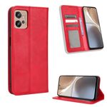 Per Motorola Moto G32 Custodia per telefono in pelle con fibbia magnetica retrò (rosso)