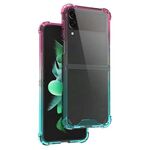 Per Samsung Galaxy Z Flip3 5G Custodia per telefono antiurto con sfumatura acrilica (rosa verde)