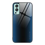 Per OnePlus Nord 2 5G Custodia per telefono TPU in vetro sfumato con texture (blu)