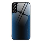 Per Samsung Galaxy S22 + 5G Custodia per telefono TPU in vetro sfumato con texture (blu)