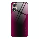 Custodia per telefono in TPU con vetro sfumato per Honor 50 Texture (rosa rossa)