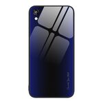 Custodia per telefono in TPU di vetro sfumato con texture per Honor Play 3e (blu scuro)