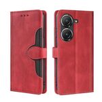 Custodia per telefono in pelle con fibbia magnetica per Asus Zenfone 9 Skin Feel (rossa)