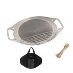 NOBANA Padella per barbecue da esterno Padella da campeggio in acciaio inossidabile, Stile: padella per barbecue + rete per barbecue + corda di canapa