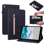 Custodia per tablet in pelle con cerniera a tinta unita per Nokia T10 Skin Feel (nera)