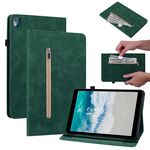 Custodia per tablet in pelle con cerniera a tinta unita per Nokia T10 Skin Feel (verde)