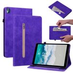 Per Nokia T10 Custodia per tablet in pelle con cerniera tinta unita Skin Feel (viola)