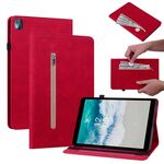 Custodia per tablet in pelle con cerniera in tinta unita per Nokia T10 Skin Feel (rosso)