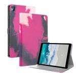 Per Nokia T10 Custodia per tablet in pelle con motivo ad acquerello (colore bacca)