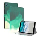 Per Nokia T10 Custodia per tablet in pelle con motivo ad acquerello (verde ciano)