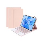 Per Huawei MatePad Pro 11 2022 AHW12-A Custodia in pelle per tablet con tastiera Bluetooth staccabile (rosa)