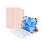 Per Huawei MatePad Pro 11 2022 AHW12-AS Custodia in pelle per tablet con tastiera Bluetooth staccabile con retroilluminazione (rosa)