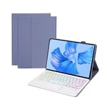 Per Huawei MatePad Pro 11 2022 AHW12-AS Custodia in pelle per tablet con tastiera Bluetooth staccabile con retroilluminazione (viola)