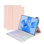 Per Huawei MatePad Pro 11 2022 AHW12-BS Tastiera Bluetooth staccabile con retroilluminazione Custodia in pelle per tablet (rosa)
