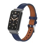 Per Xiaomi Mi Band 7 Pro Cinturino in pelle con struttura in metallo in microfibra (blu scuro)