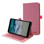 Per Nokia T10 Tessuto PU + TPU Custodia in pelle per tablet (rosa rossa)