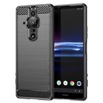 Per Sony Xperia Pro-I Custodia per cellulare in TPU spazzolato con struttura in fibra di carbonio (nera)