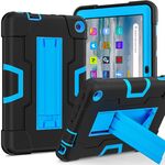 Per Amazon Kindle Fire 7 2022 Custodia rigida in silicone per tablet PC con cavalletto a contrasto (nero blu)
