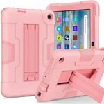 Per Amazon Kindle Fire 7 2022 Custodia rigida in silicone per tablet PC con cavalletto a contrasto (oro rosa)