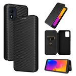 Per Alcatel 1B 2022 Custodia per cellulare in pelle con struttura in fibra di carbonio (nera)