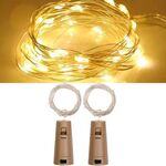 2 luci a LED decorative natalizie in sughero per vino, specifiche: 1 m 10 luci (bianco caldo)
