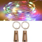 2 luci a LED decorative natalizie in sughero per vino, specifiche: 1 m 10 luci (colorate)