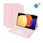 A0N4-A Custodia in pelle per tablet con tastiera Bluetooth staccabile in TPU con motivo a pecora con touchpad per Xiaomi Pad 5 Pro 12.4 (rosa)