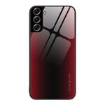 Per Samsung Galaxy S22 + 5G Custodia per telefono TPU in vetro sfumato con texture (rossa)