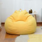 Fodera in tessuto per sedia a sacco per divano pigro, dimensioni: 90x110 cm (giallo mais)