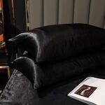 2 paia di biancheria da letto per biancheria da letto in seta di ghiaccio, dimensioni: 50x75 cm (nero)