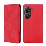 Per Asus Zenfone 9 Skin Feel Custodia magnetica in pelle con vibrazione orizzontale (rossa)