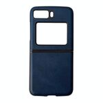 Per Motorola Moto Razr 2022 Custodia per telefono in pelle a grana superiore con struttura in pelle bovina bicolore (blu)