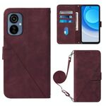 Per Tecno Camon 19 Neo Crossbody 3D Custodia in pelle con vibrazione in rilievo (rosso vino)