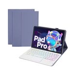 AM18-AS Custodia in pelle con tastiera Bluetooth retroilluminata tricolore con touchpad per Lenovo XiaoXin Pad Pro 2022 11,2 pollici (blu)