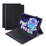 AM18-BS Custodia in pelle per tastiera Bluetooth con retroilluminazione tricolore per Lenovo XiaoXin Pad Pro 2022 11,2 pollici (nero)