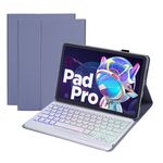 AM18-BS Custodia in pelle per tastiera Bluetooth con retroilluminazione tricolore per Lenovo XiaoXin Pad Pro 2022 11,2 pollici (blu)