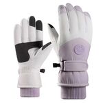1 paio di guanti da dita caldi per sport da ciclismo all'aperto e antivento, stile: tipo femminile (bianco viola)