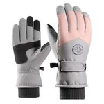 1 paio di guanti da dita caldi per sport da ciclismo all'aperto, freddi e antivento, stile: tipo femminile (grigio rosa)