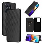 Custodia per telefono in pelle con struttura in fibra di carbonio vivo Y22s / Y35 (nera)