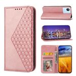 Per Realme C30 Cubic Grid Calf Texture Chiusura magnetica Custodia in pelle per telefono (oro rosa)