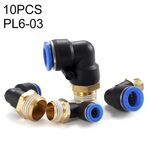 PL6-03 LAIZE Connettore rapido pneumatico a gomito filettato maschio da 10 pezzi