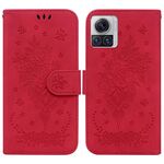 Per Motorola Moto X30 Pro 5G / Edge 30 Custodia per telefono in pelle goffrata rosa ultra farfalla (rosso)