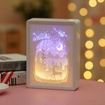 Luce di ritaglio di carta stereoscopica Luce notturna di Natale (Ragazza elfica)